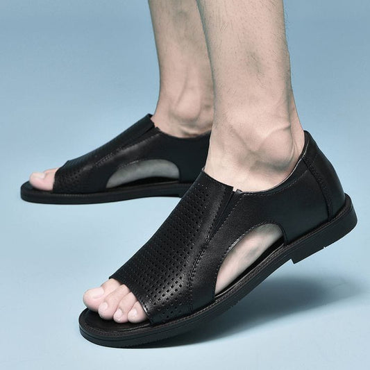 CHERRY LEATHER HANDMADE CLASSIC LEATHER SANDAL-8888
