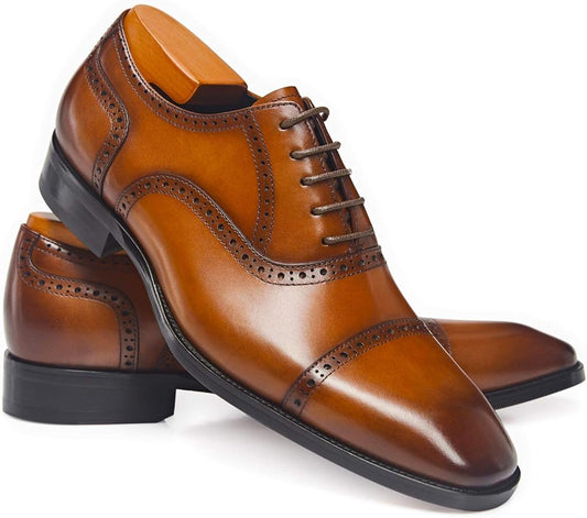 Cherry Leather Men's Modern Leather Oxford Dress Shoes