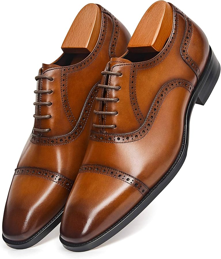 Cherry Leather Men's Modern Leather Oxford Dress Shoes