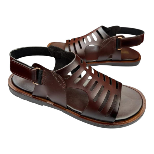Cherry leather Handmade leather Sandal-2511