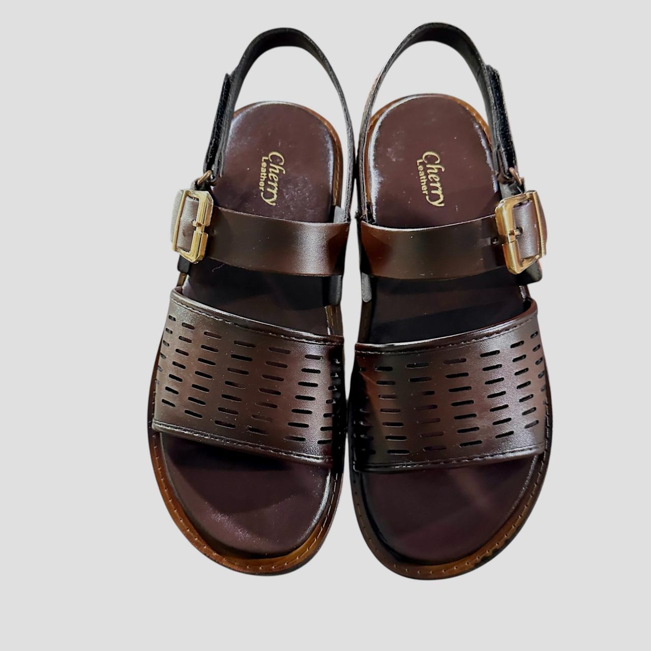 Cherry Leather Handmade Leather Sandal -2539